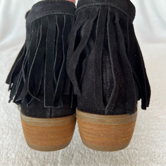 PRIMA DONNA BLACK SUEDE LEATHER FRINGE WESTERN ANKLE BOOTIES BLOCK HEEL SIZE 8.5 - Picture 2 of 14